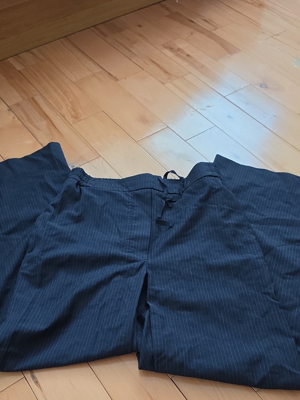 COS Navy Pinstripe Trousers